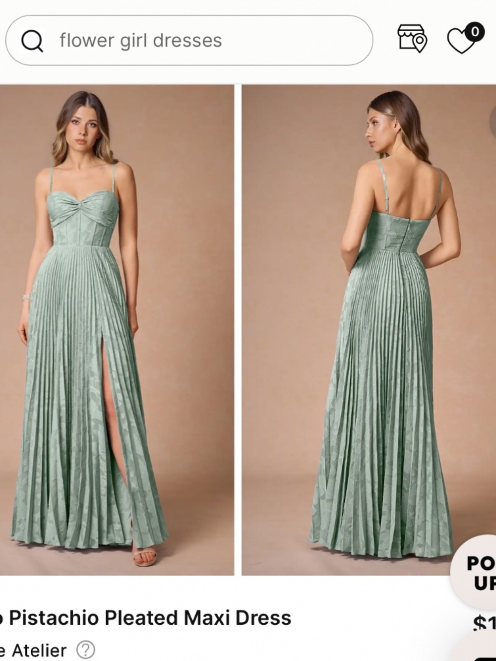 Azazie Pleated Pistachio Maxi Dress